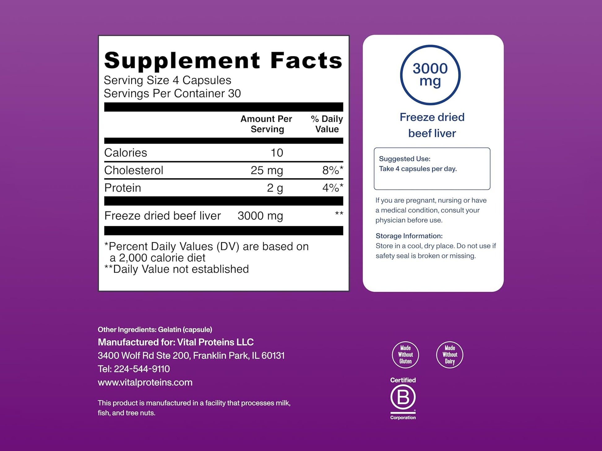 Vital Proteins Beef Liver 120 Capsules in Sri Lanka 