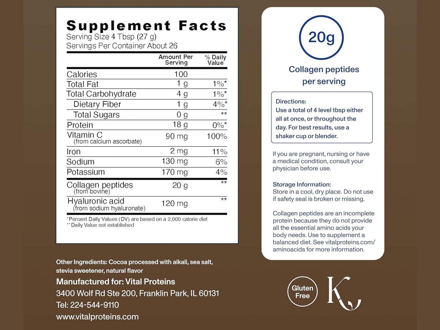 Vital Proteins Collagen Peptides Advanced + Hyaluronic Acid + Vitamin C Chocolate Flavor 24.7 OZ 702g in Sri Lanka