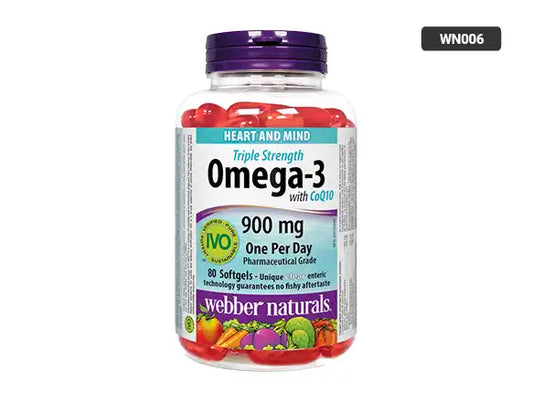 Webber Naturals Triple Strength Omega-3 with CoQ10 900mg 80 Softgels in Sri Lanka - SupplementVault.Lk