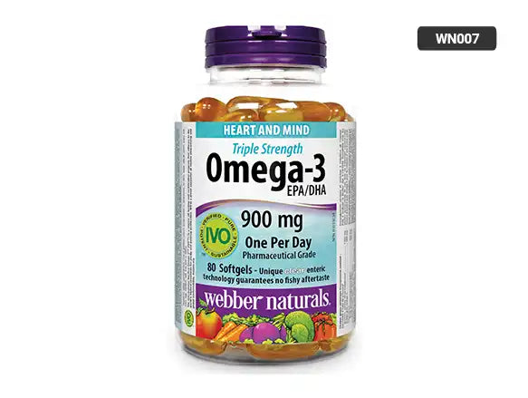 Webber Naturals Triple Strength Omega-3 with EPA/DHA 900mg 80 Softgels in Sri Lanka - SupplementVault.Lk