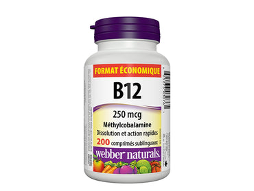 Webber Naturals Vitamin B12 250 mcg Methylcobalamin 200 Sublingual Tablets in Sri Lanka