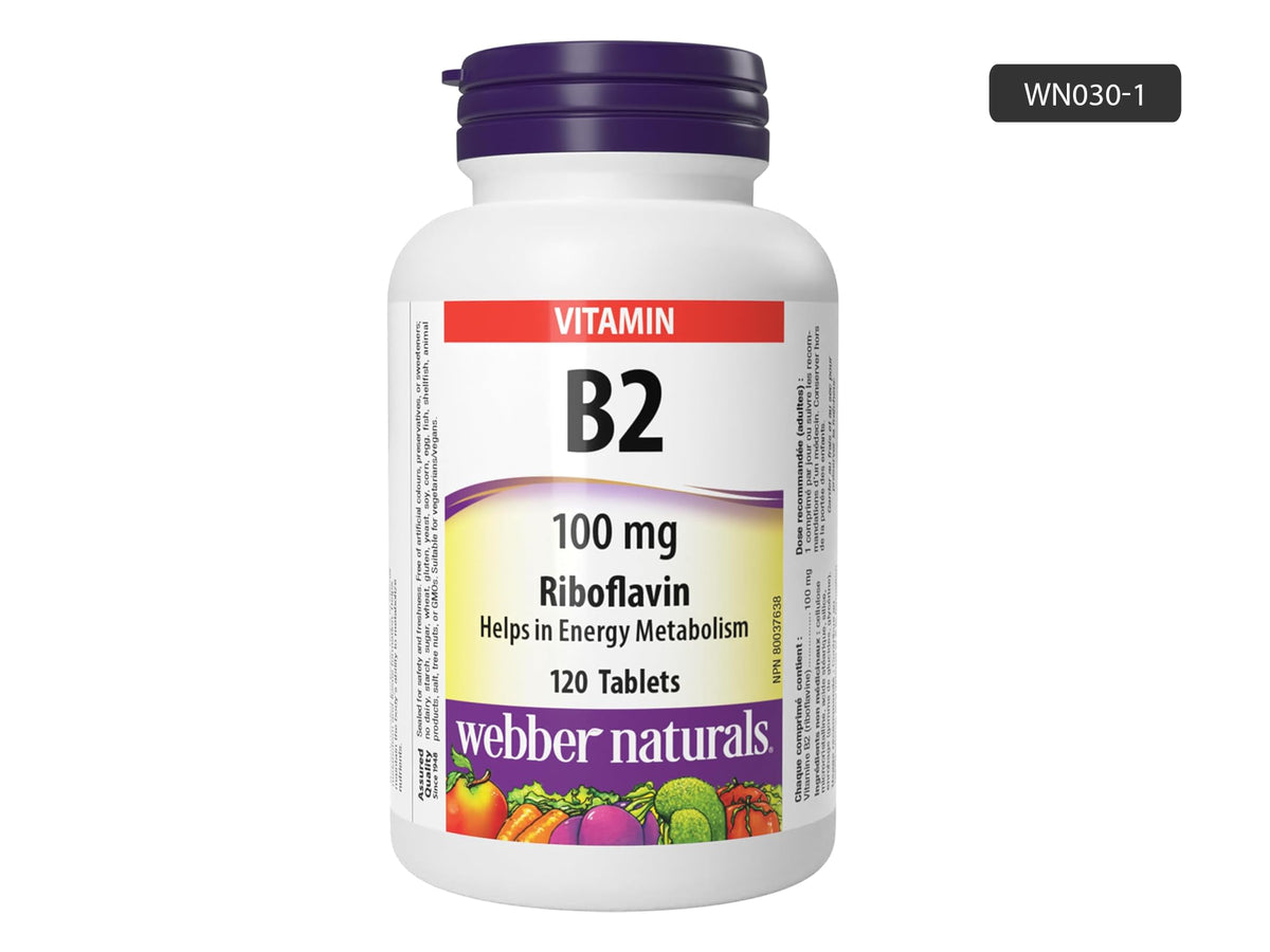 Webber Naturals Vitamin B2 Riboflavin 100mg 120 Tablets