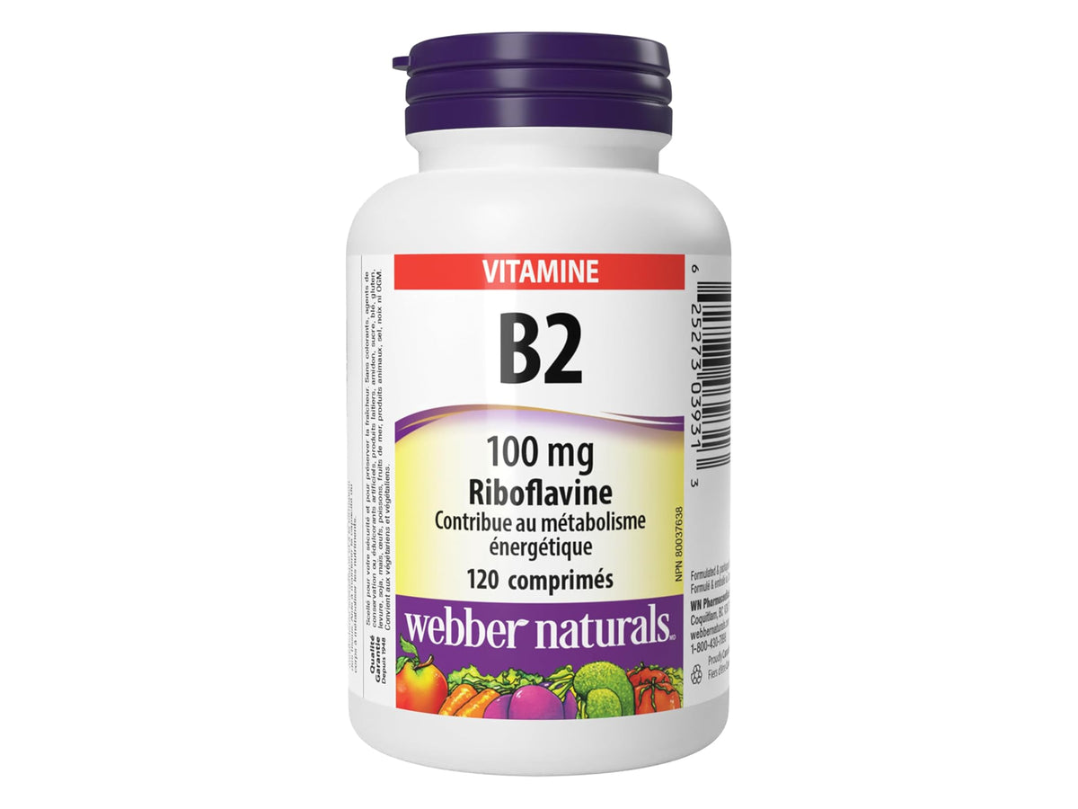 Webber Naturals Vitamin B2 Riboflavin 100mg 120 Tablets