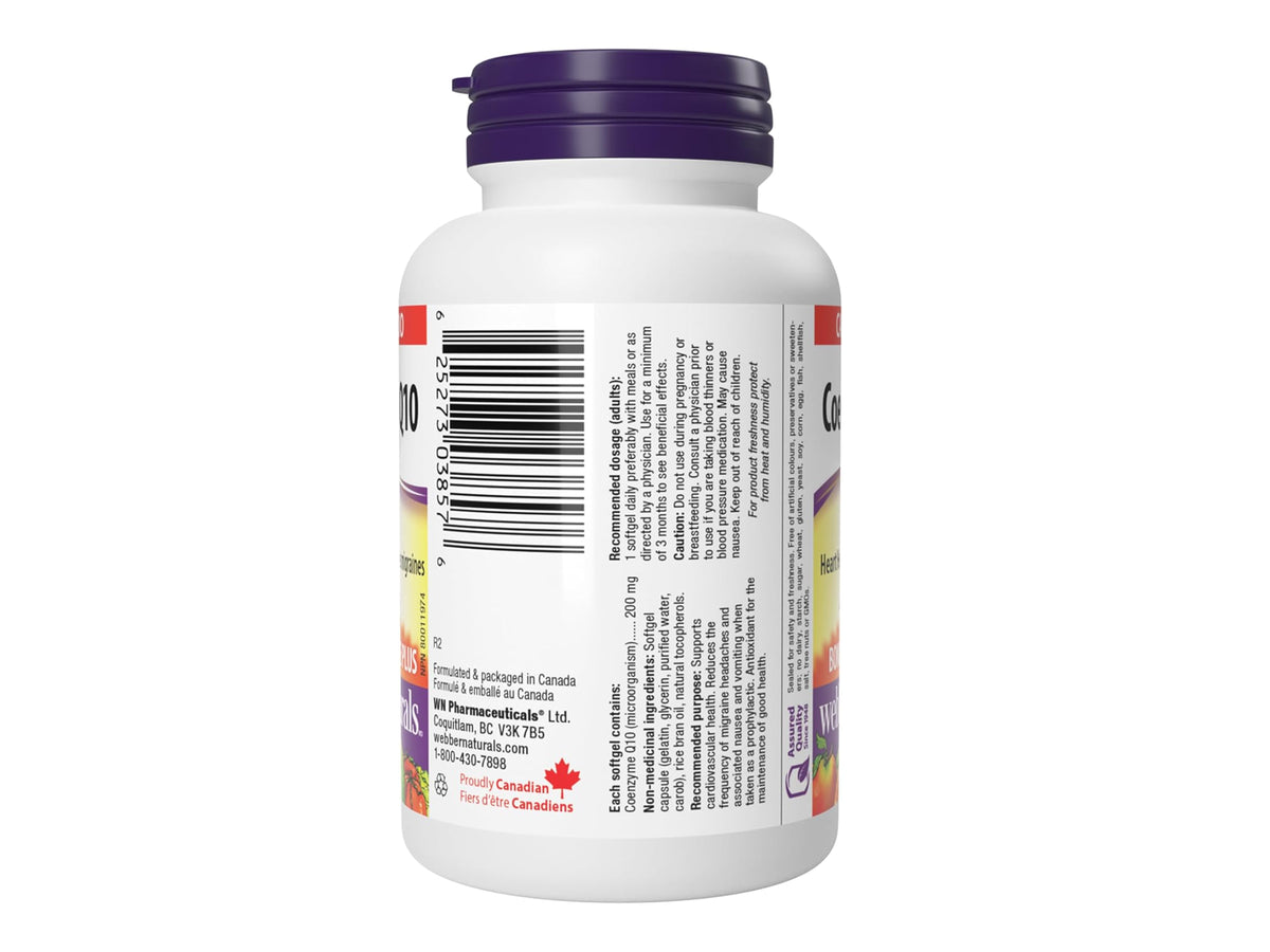 Webber Naturals Coenzyme Q10 200mg 60 Softgels