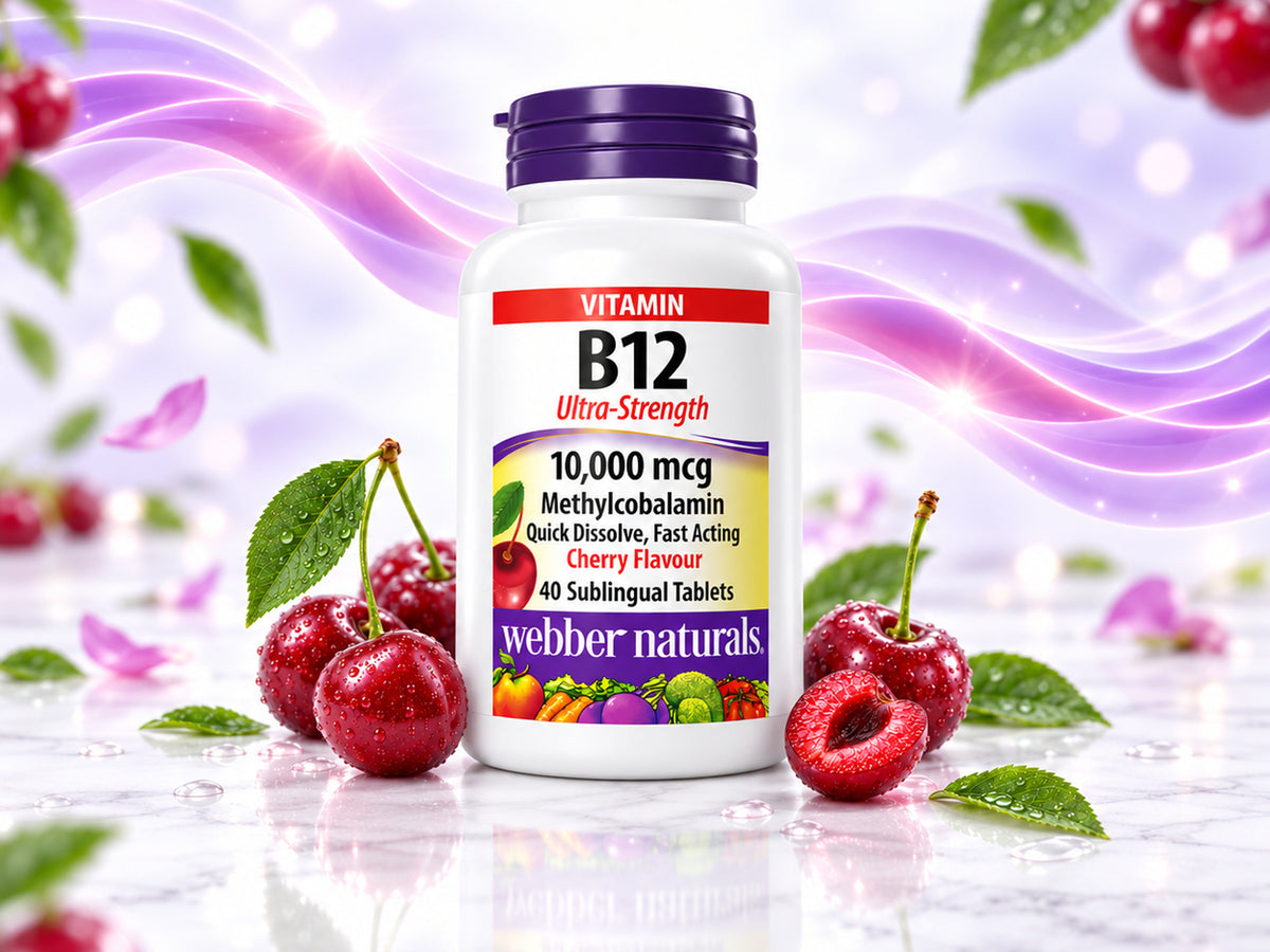 Webber Naturals Vitamin B 12  Cherry Flavoured  40 Sublingual Tablets