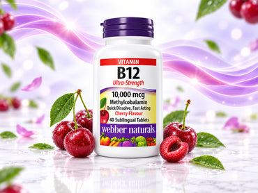 Webber Naturals Vitamin B 12  Cherry Flavoured  40 Sublingual Tablets