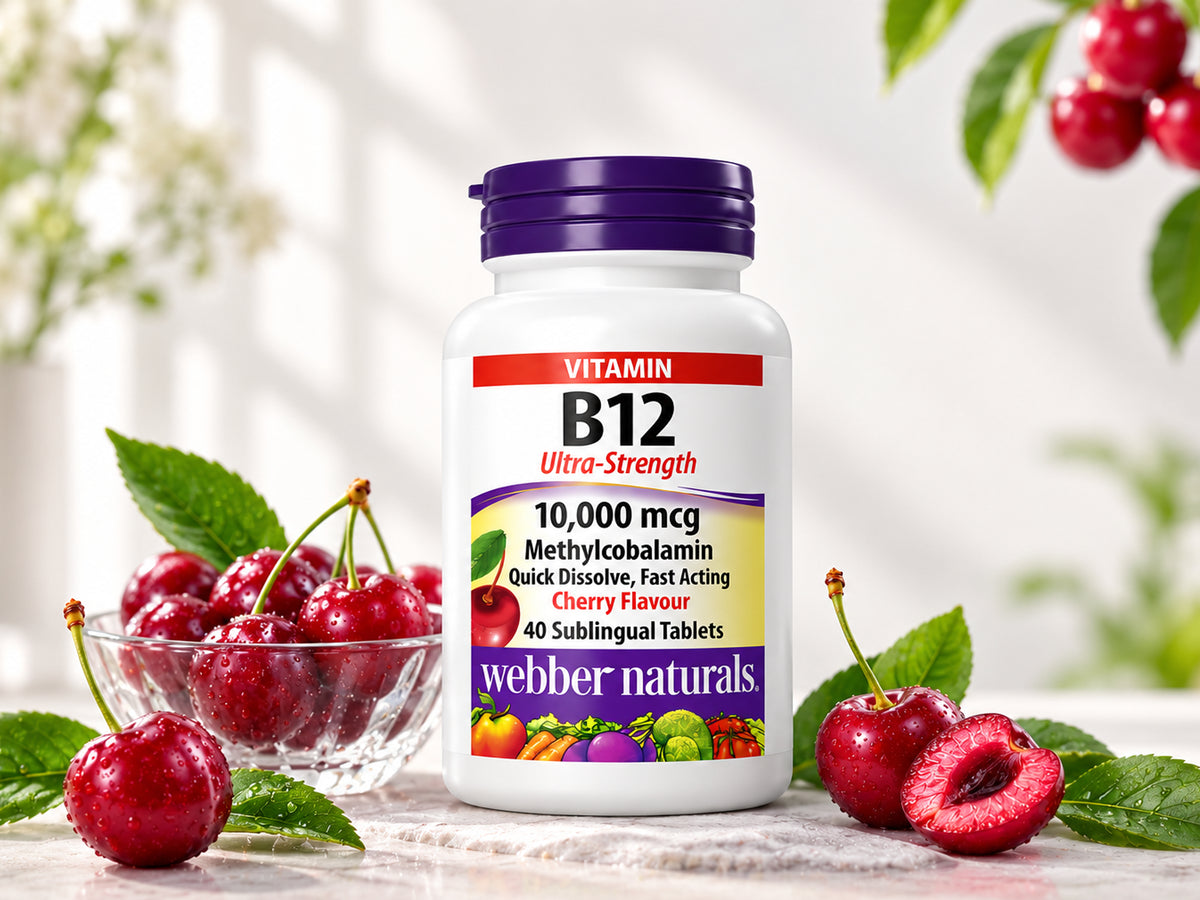 Webber Naturals Vitamin B 12  Cherry Flavoured  40 Sublingual Tablets