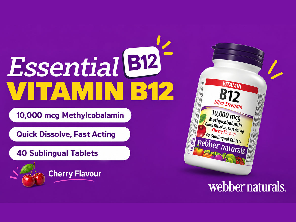 Webber Naturals Vitamin B 12  Cherry Flavoured  40 Sublingual Tablets