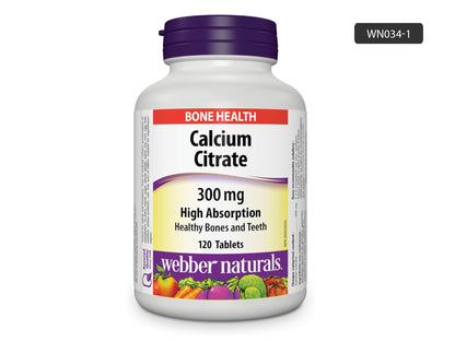 Webber Naturals Calcium Citrate 300mg High Absorption 120 Tablets