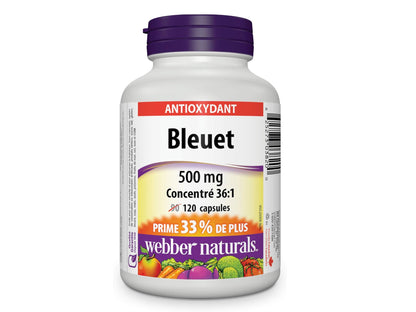 Webber Naturals Blueberry 500mg 36:1 Concentrate 120 Capsules