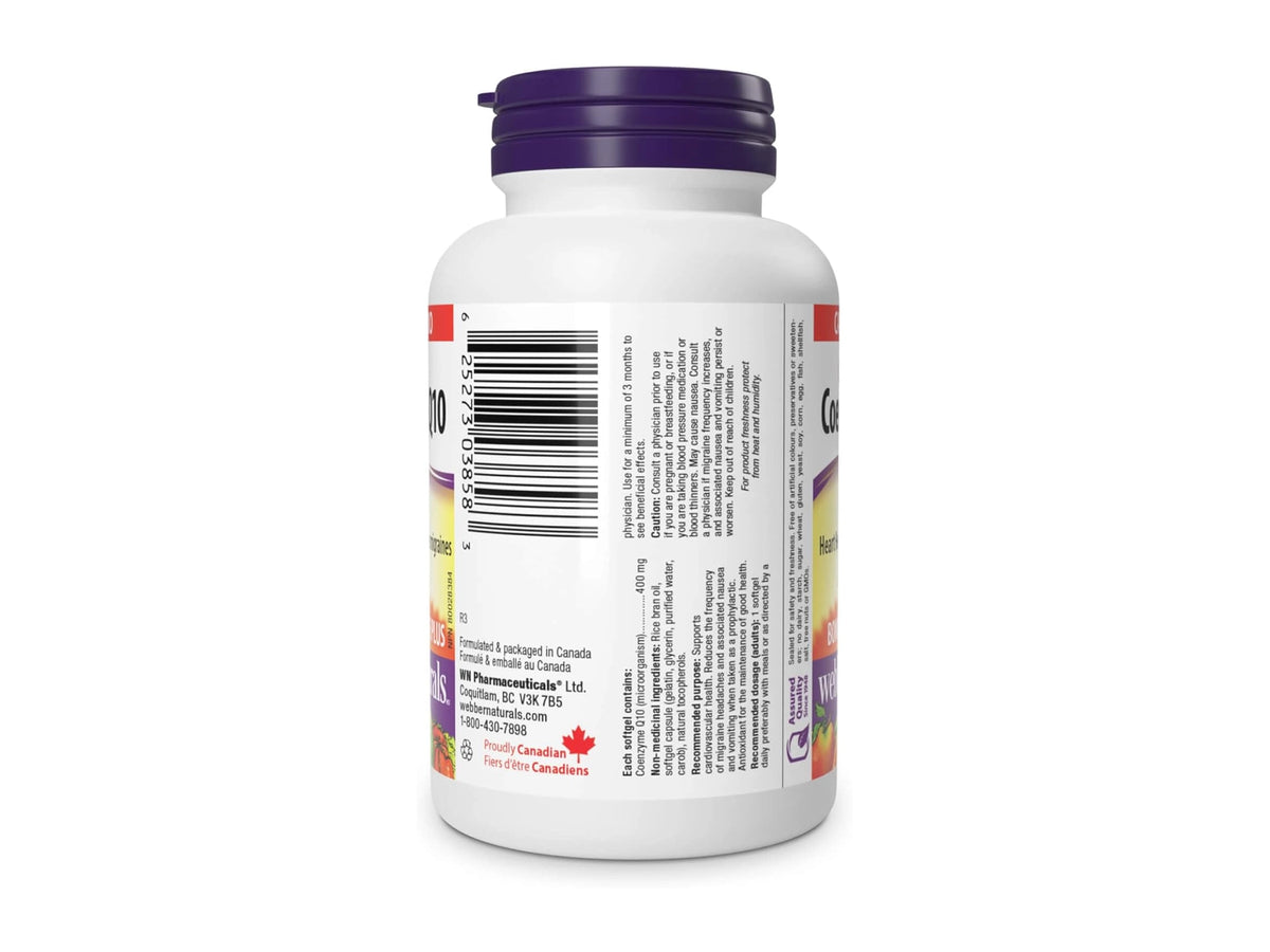 Webber Naturals Coenzyme Q10 Ultra Strength 400 mg  60 Softgels