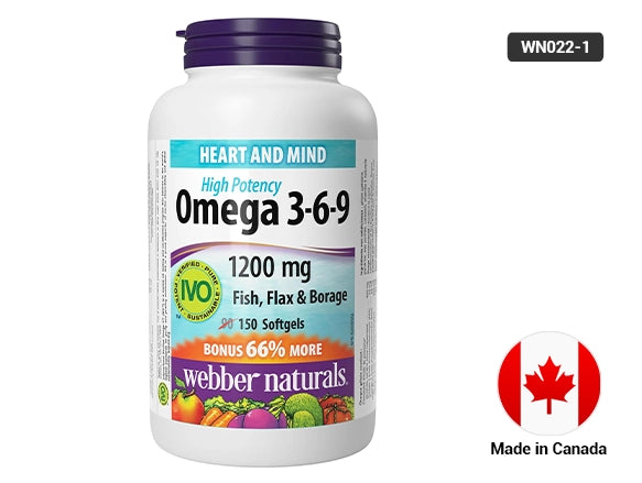 Webber Naturals Omega 3-6-9 1200 mg Fish, Flax & Borage 150 Softgels in Sri Lanka