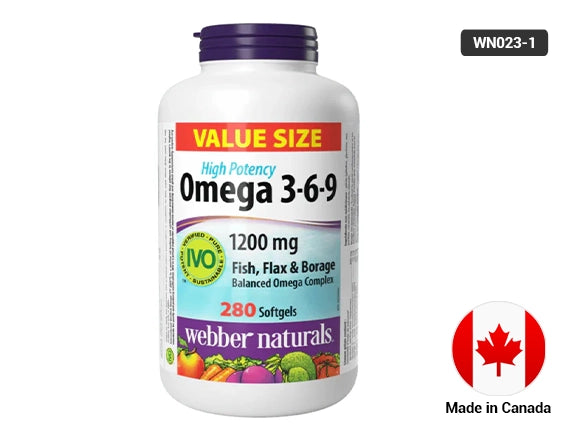 Webber Naturals Omega 3-6-9 1200 mg Fish, Flax & Borage 280 Softgels in Sri lanka