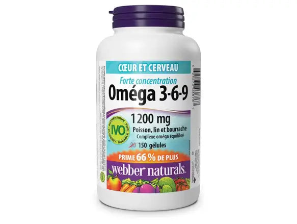 Webber Naturals Omega 3-6-9 1200 mg Fish, Flax & Borage 150 Softgels in Sri Lanka