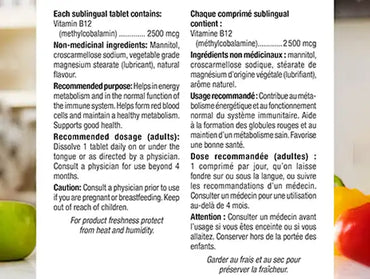 Webber Naturals Vitamin B12 2500 mcg Natural Cherry Flavor 110 Tablets in Sri Lanka 