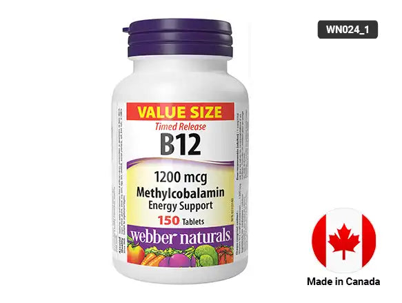Webber Naturals Vitamin B12, Timed Release, 1200 mcg 150 Tablets in Sri Lanka