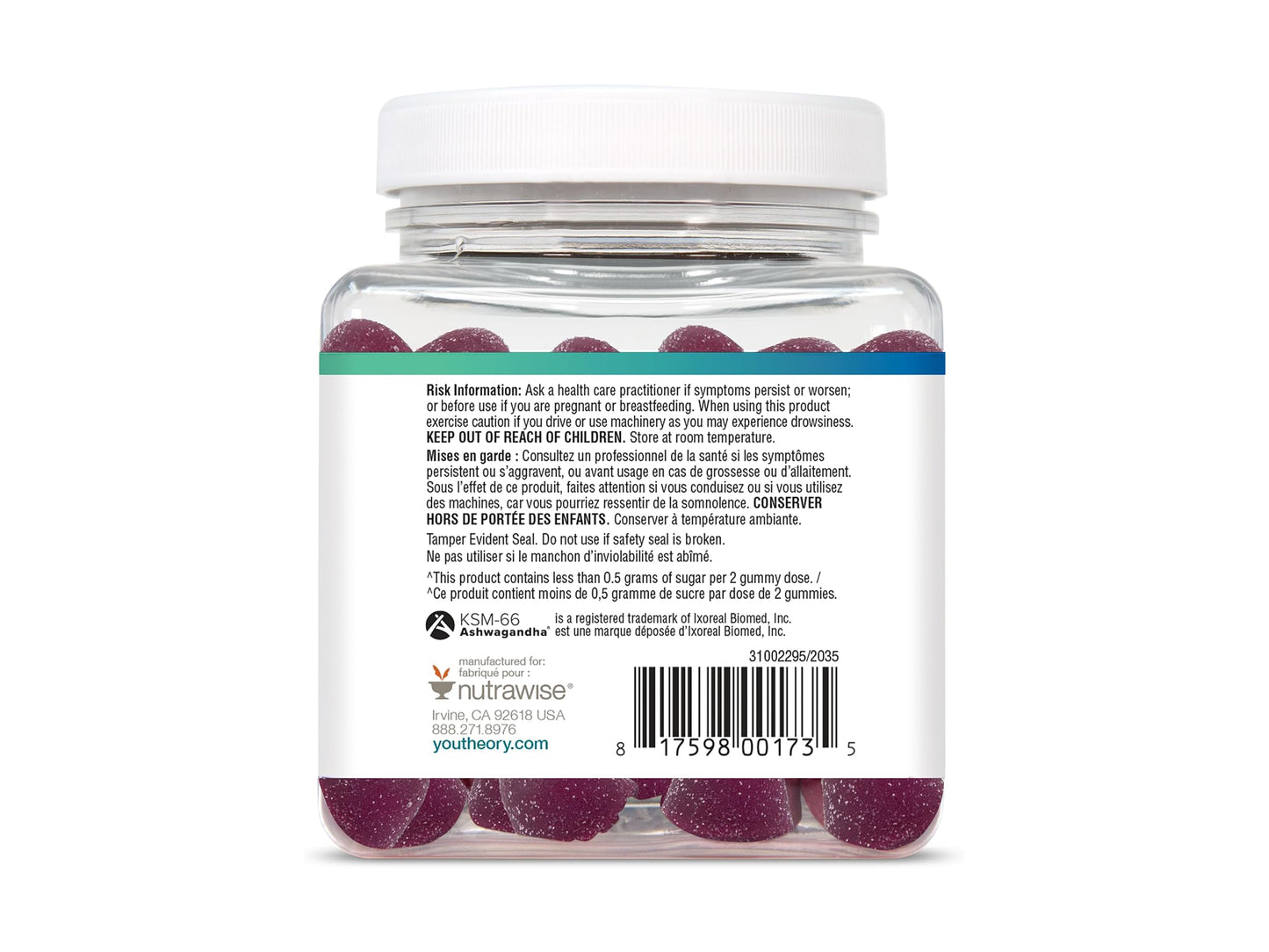 Youtheory Ashwagandha Zero Sugar 60 Gummies in Sri Lanka at SupplementVault.lk