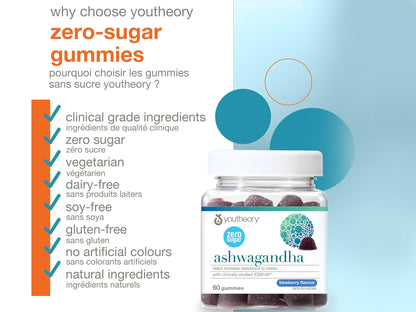 Youtheory Ashwagandha Zero Sugar 60 Gummies in Sri Lanka at SupplementVault.lk